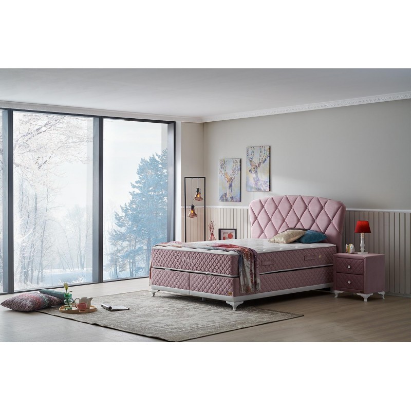 Lit-boxspring-avec-rangement-Pinky-set-Tissu-90x200-cm Pinky Boxspring
