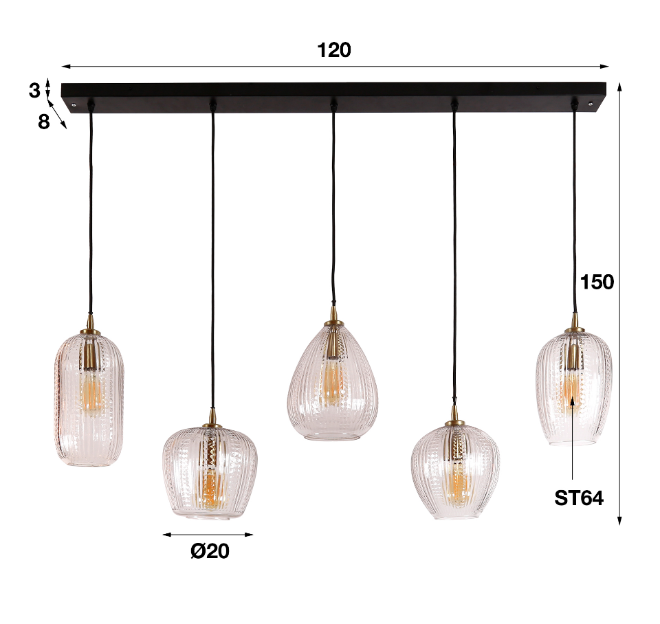 Hanglamp-5l-diamond-grain