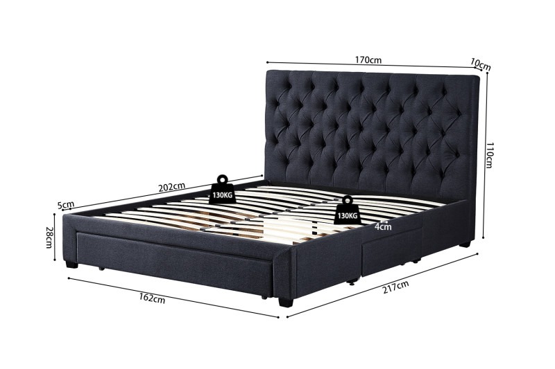 Image 10 for Bed Siena 160x200 met lattenbodem Grijs