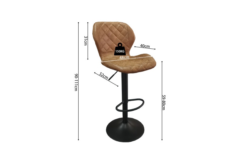 Image 8 for Barstoel Malaga PU Ote Topper 02 Cognac