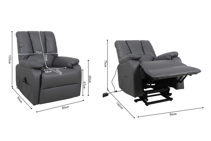 Image 8 for Electrische Relax met lift Osaka PU Grijs