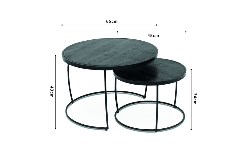 Image 8 for Salontafel Lars 2-delig Mango hout zwart