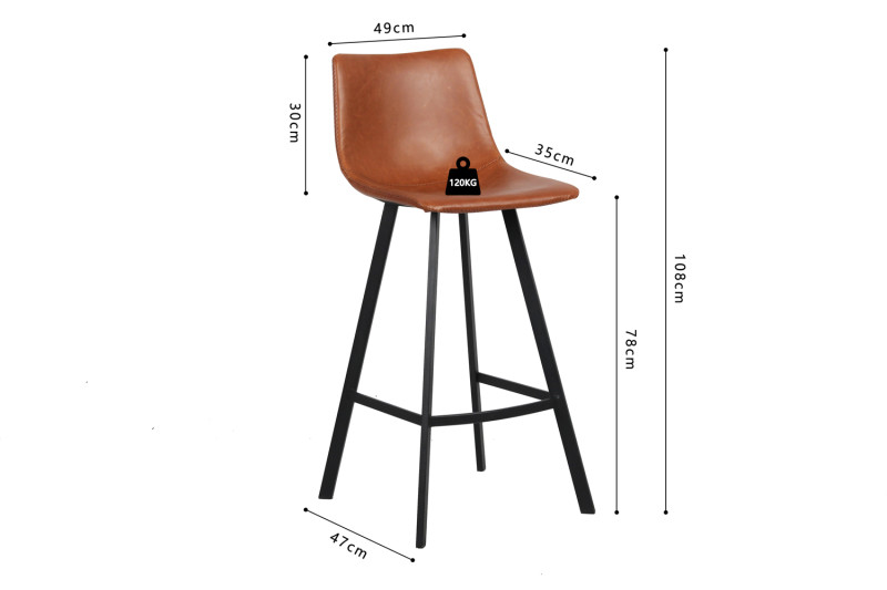 Image 8 for Barstoel Ozan PU Cognac