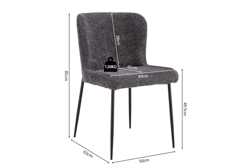 Image 9 for Stoel Lisa Bouclé Donkergrijs