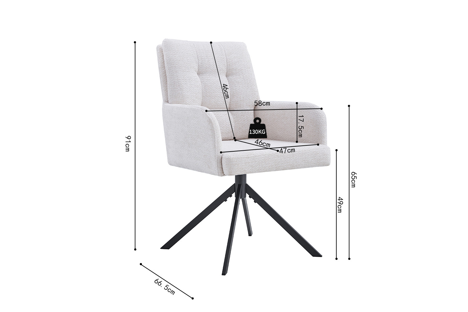 Image 8 for Stoel Granada Draaibaar tot 0 Stof Davis Bliss 75-02 Ecru