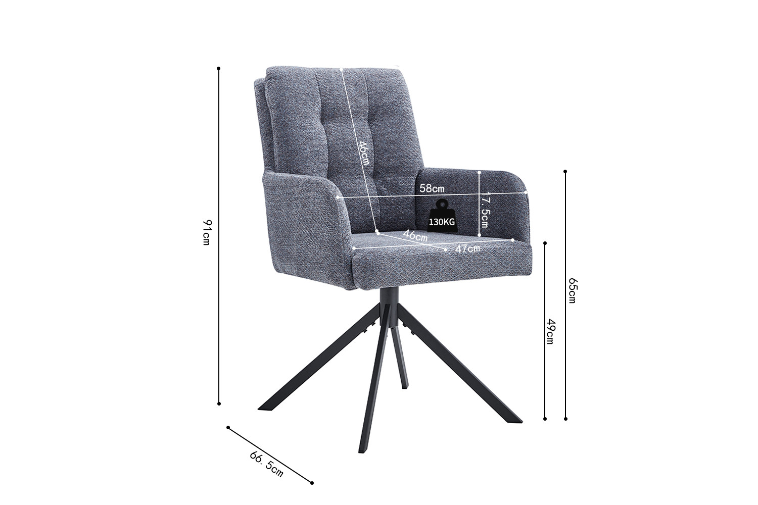 Image 9 for Stoel Granada Draaibaar tot 0 Stof Davis Bliss 75-73 Donkergrijs