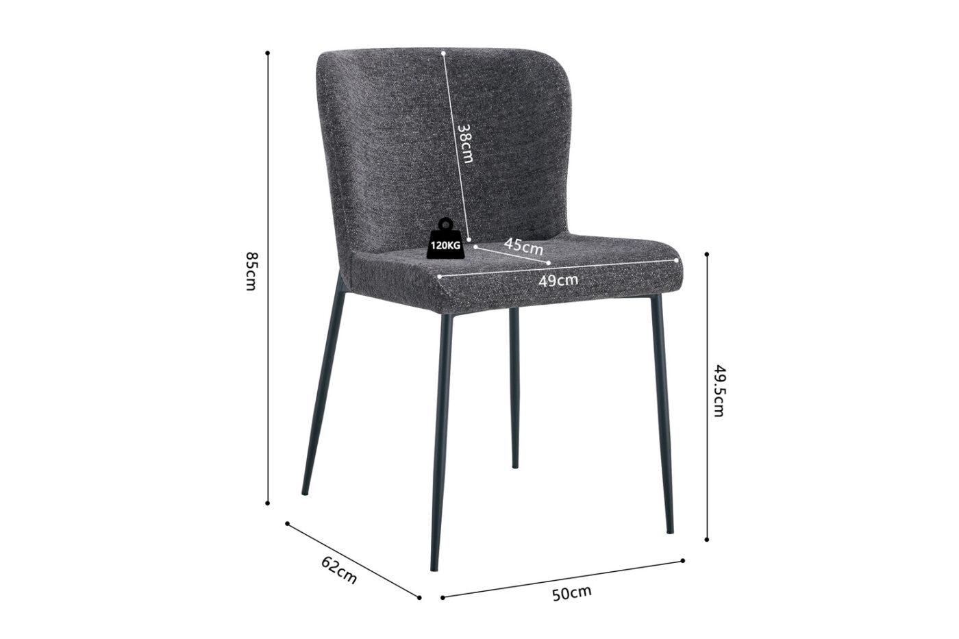 Image 9 for Stoel Lisa Stof Fabb Raven 13 Donkergrijs