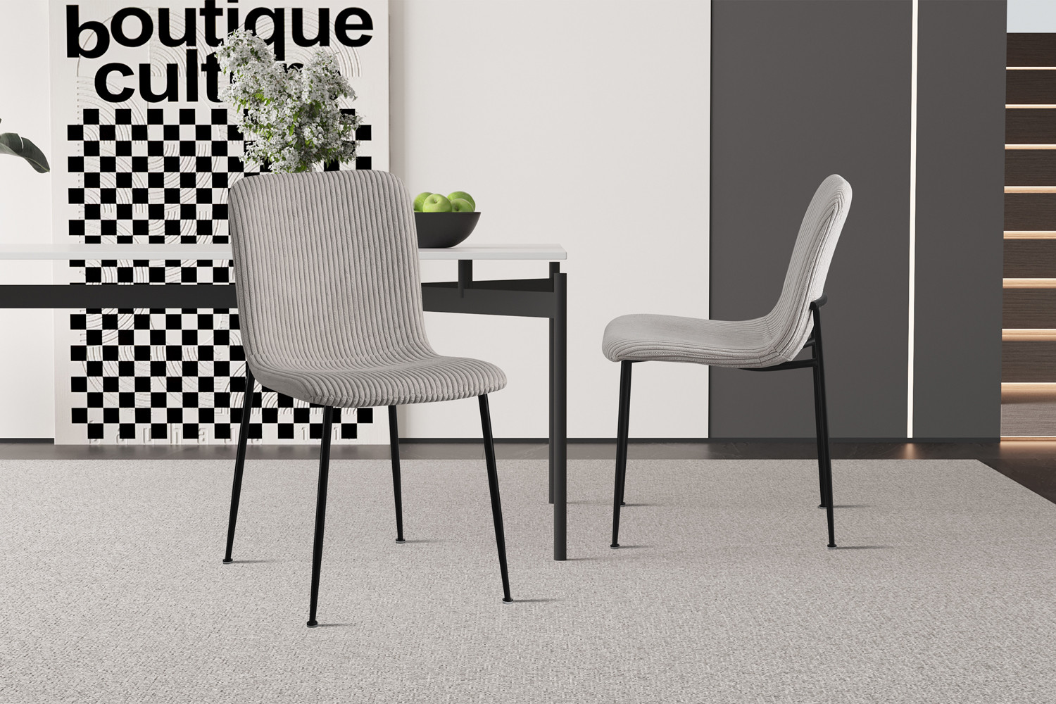 Image 3 for Stoel Alice Corduroy Lichtgrijs