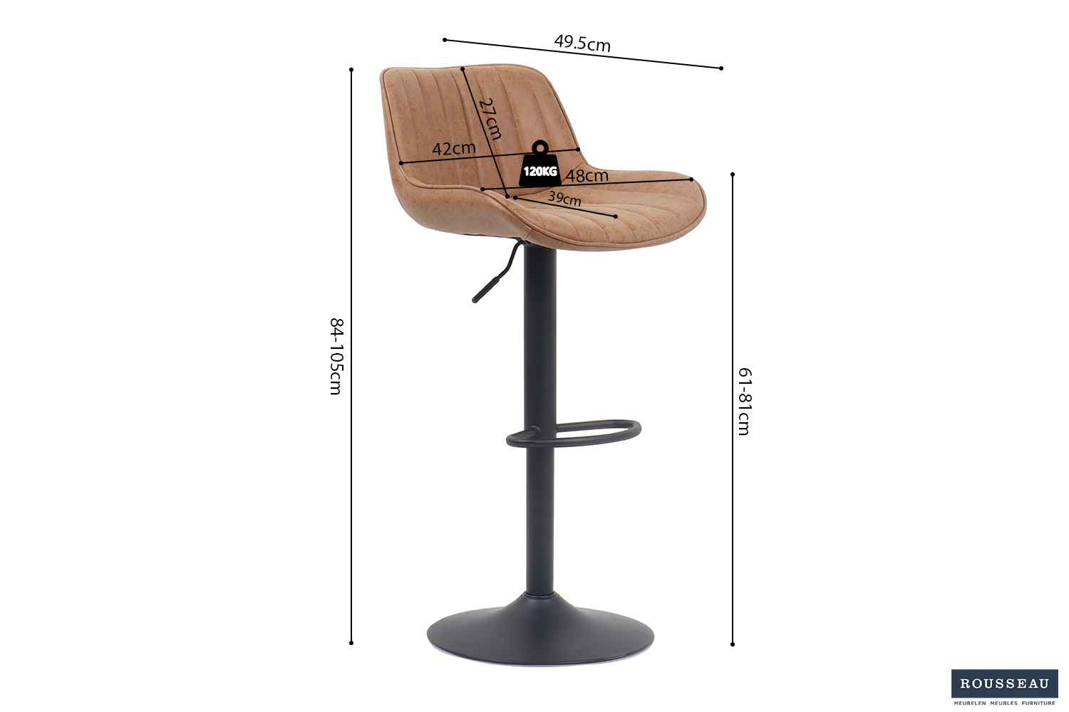 Image 9 for Barstoel Fenna PU Cognac