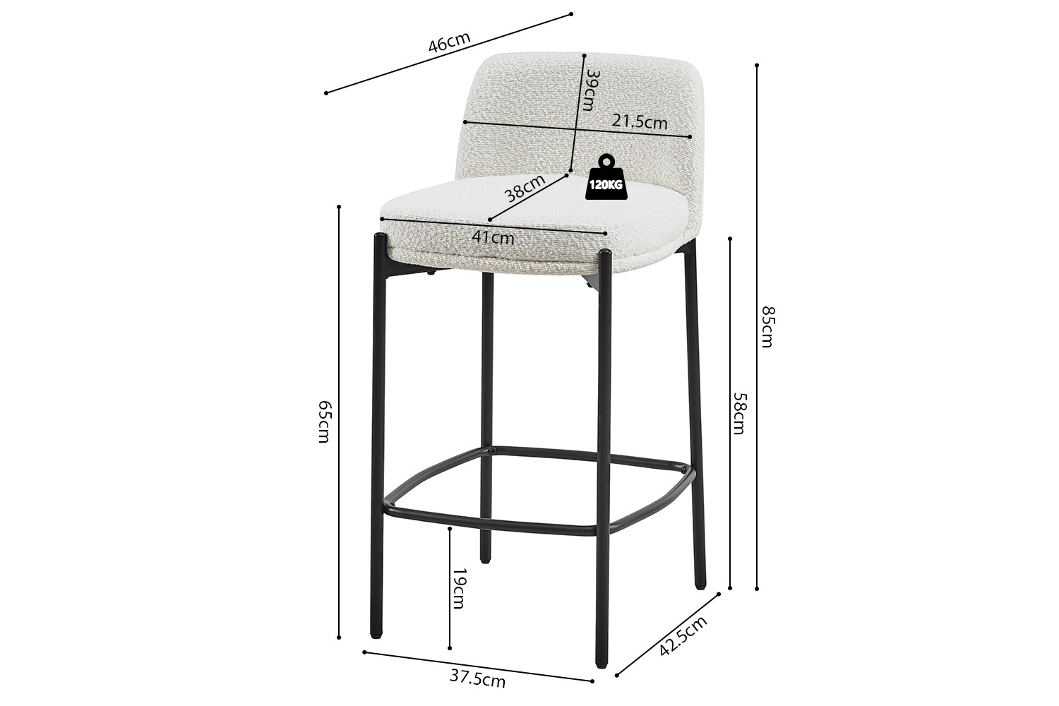 Image 9 for Counterstoel Ella Stof Wit