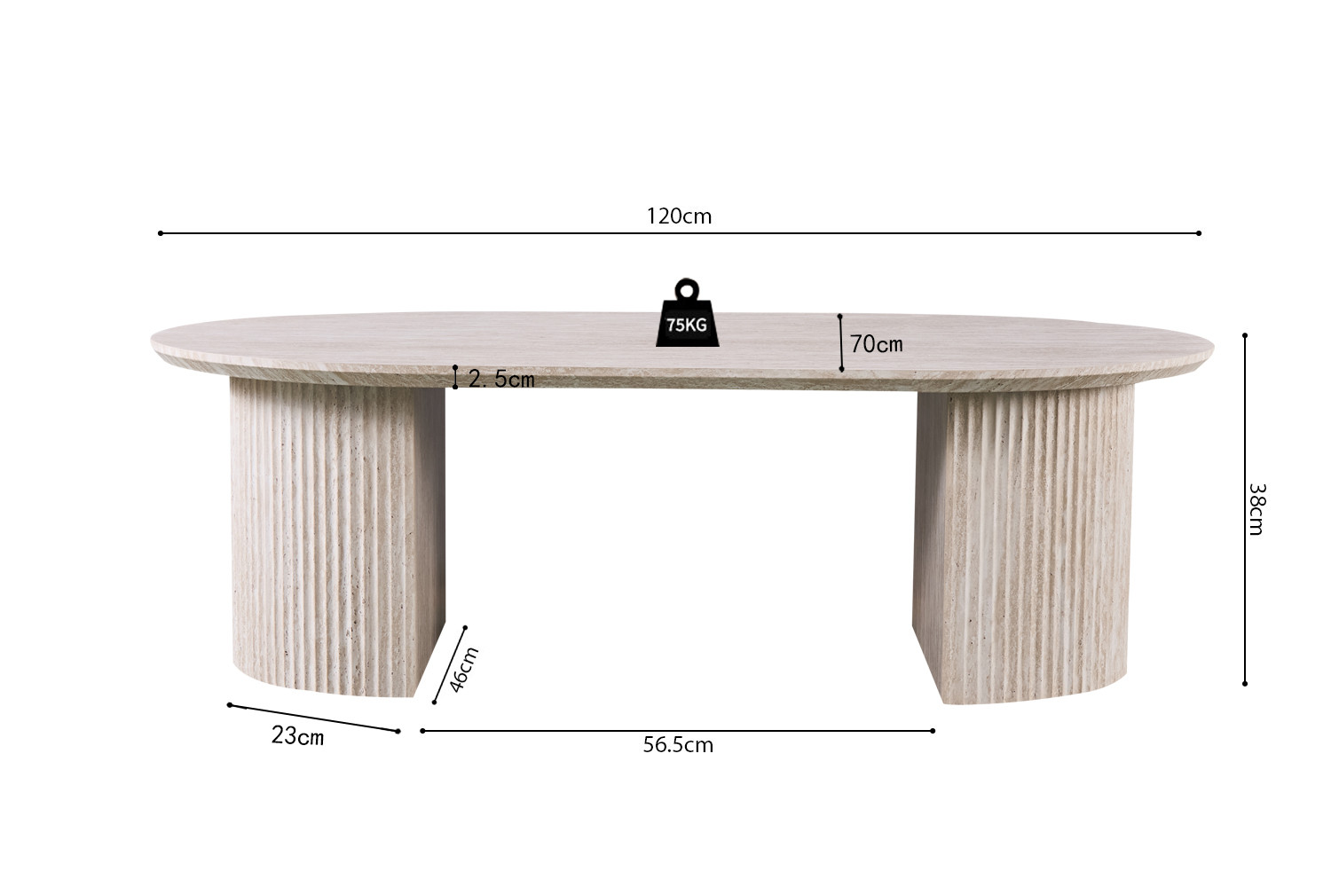 Image 7 for Salontafel Lagos 120 cm Ovaal Decor Travertin Beige