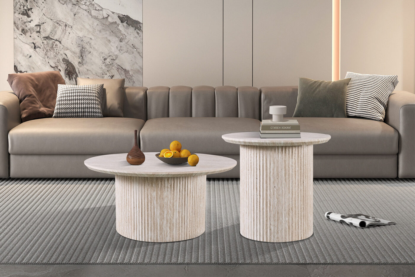 Image 2 for Salontafel Lagos 50 cm Rond Decor Travertin Beige