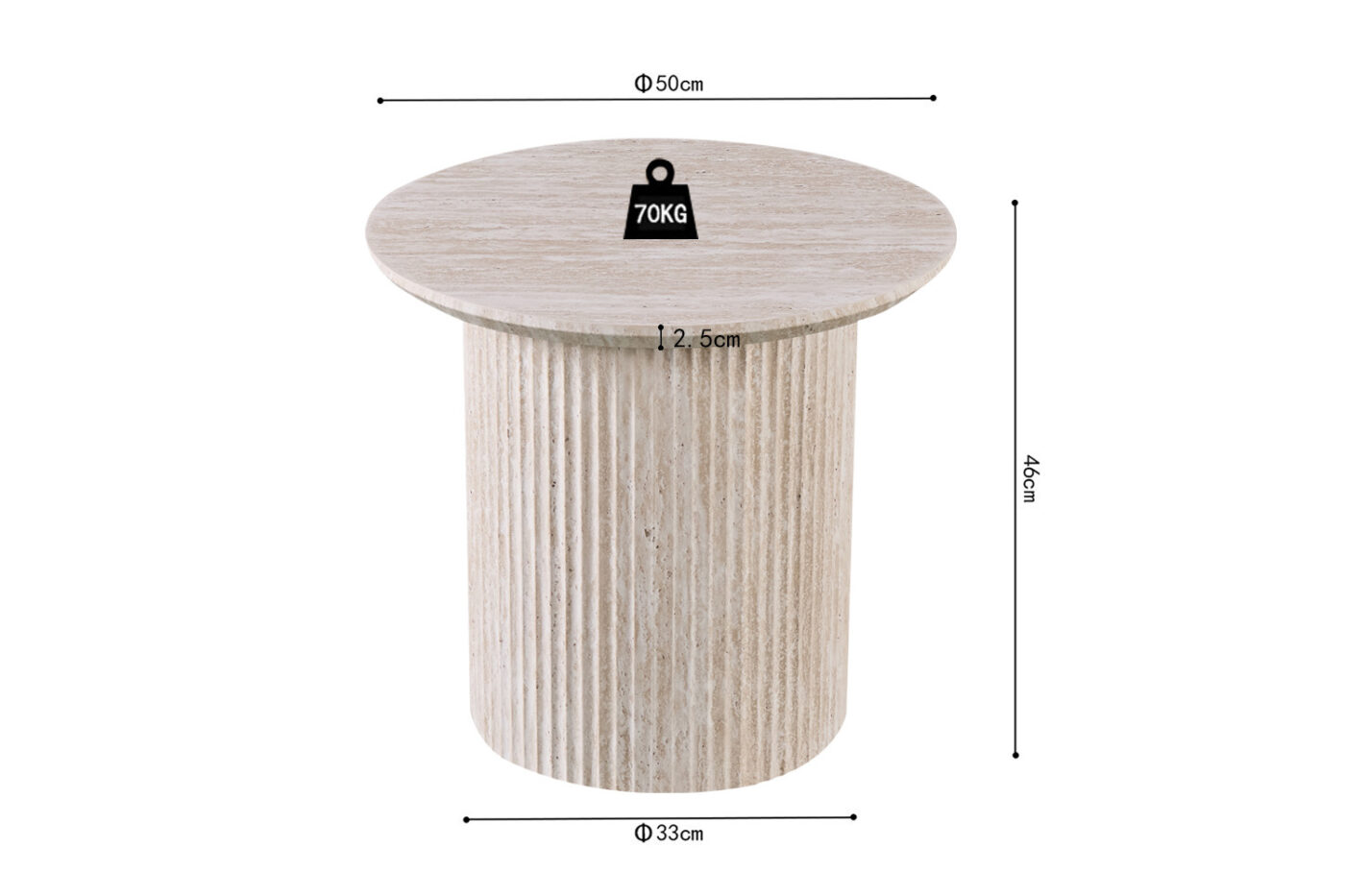 Image 6 for Salontafel Lagos 50 cm Rond Decor Travertin Beige