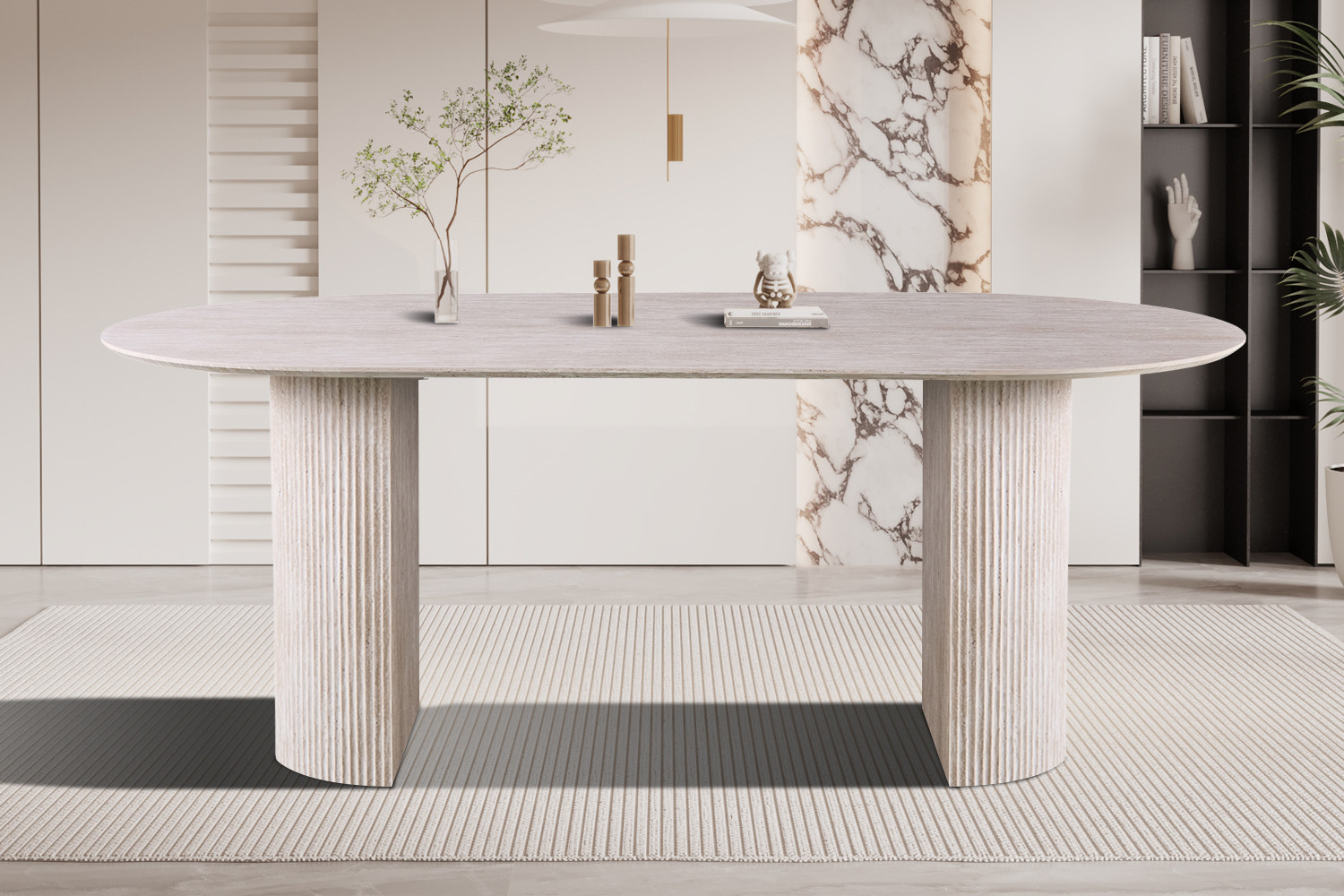 Image 2 for Tafel Lagos 200 cm Ovaal Decor Travertin Beige