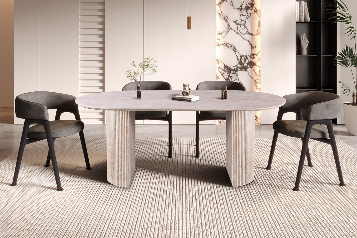 Image 1 for Tafel Lagos 200 cm Ovaal Decor Travertin Beige