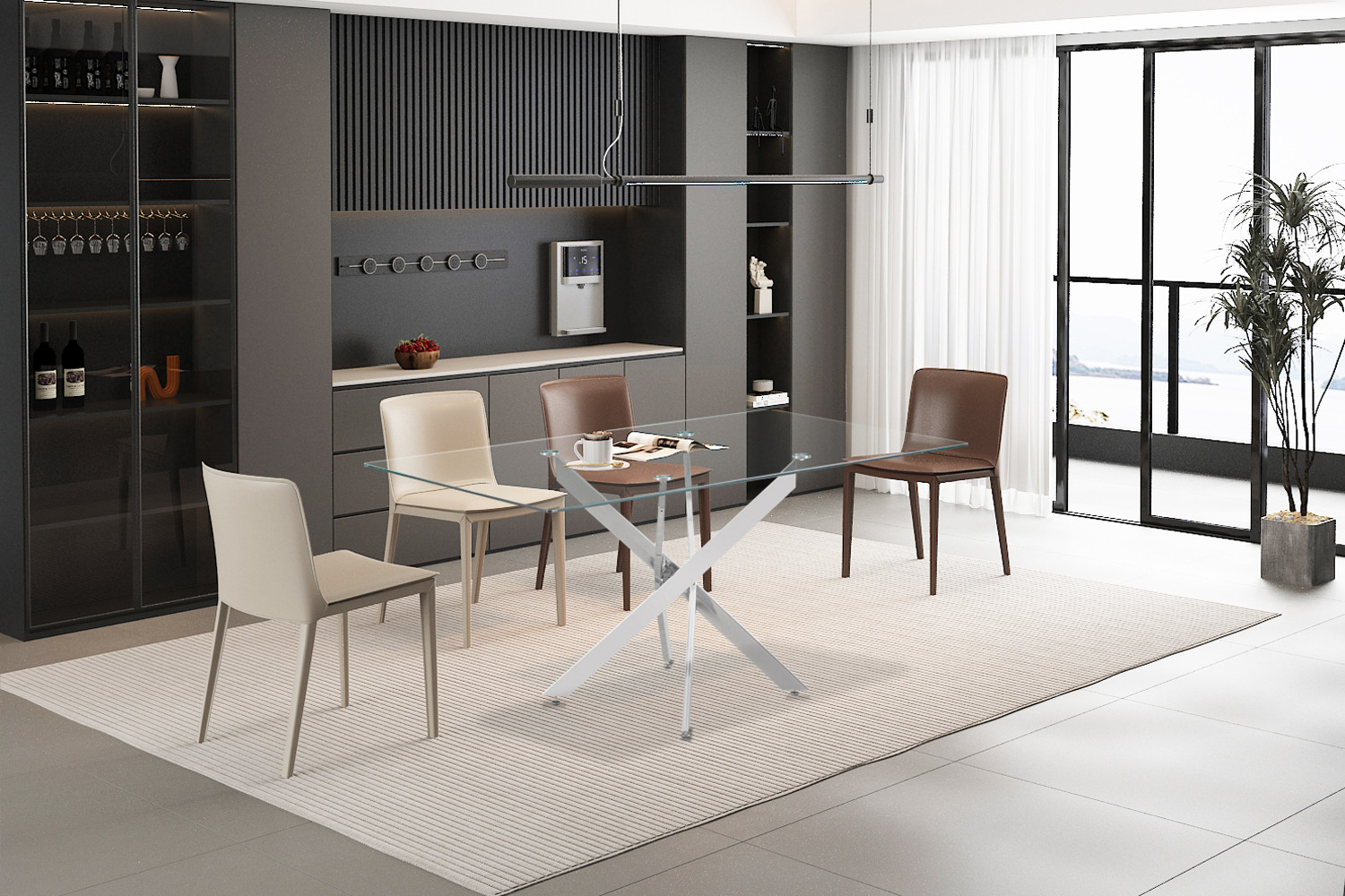 Image 3 for Tafel Lasi 160 cm Glas, Poten Chroom