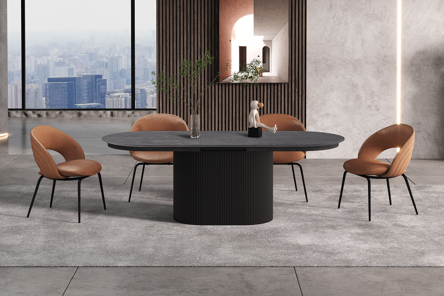 Image 2 for Uitschuifbare tafel Lagos 180-220 cm Ovaal Decor Donkerbruin