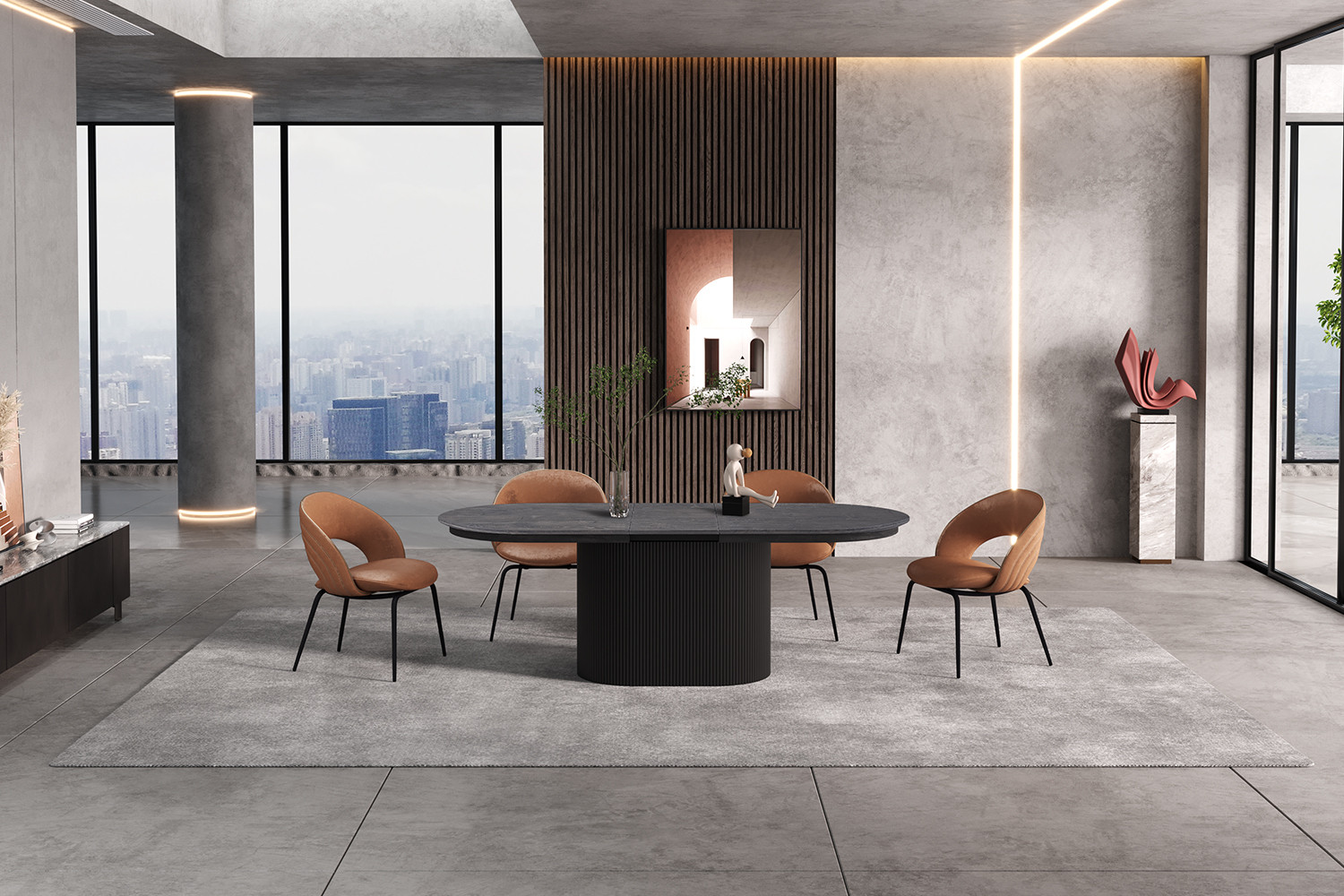 Image 5 for Uitschuifbare tafel Lagos 180-220 cm Ovaal Decor Donkerbruin