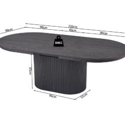 Image 12 for Uitschuifbare tafel Lagos 180-220 cm Ovaal Decor Donkerbruin