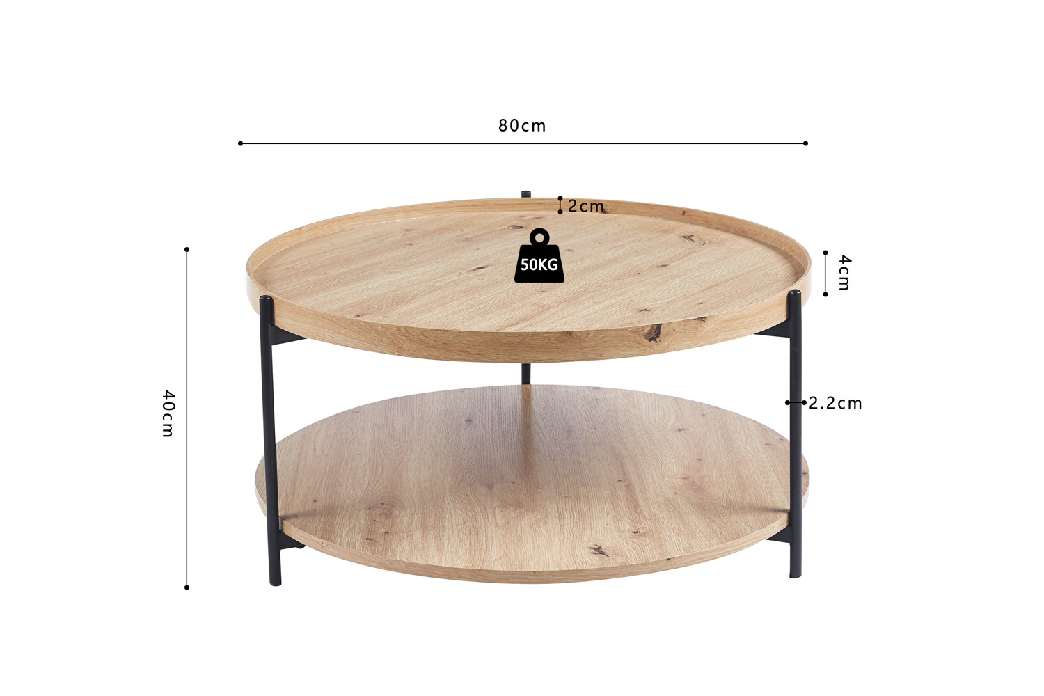 Image 7 for Salontafel Dalina 80 cm Decor Oude eik