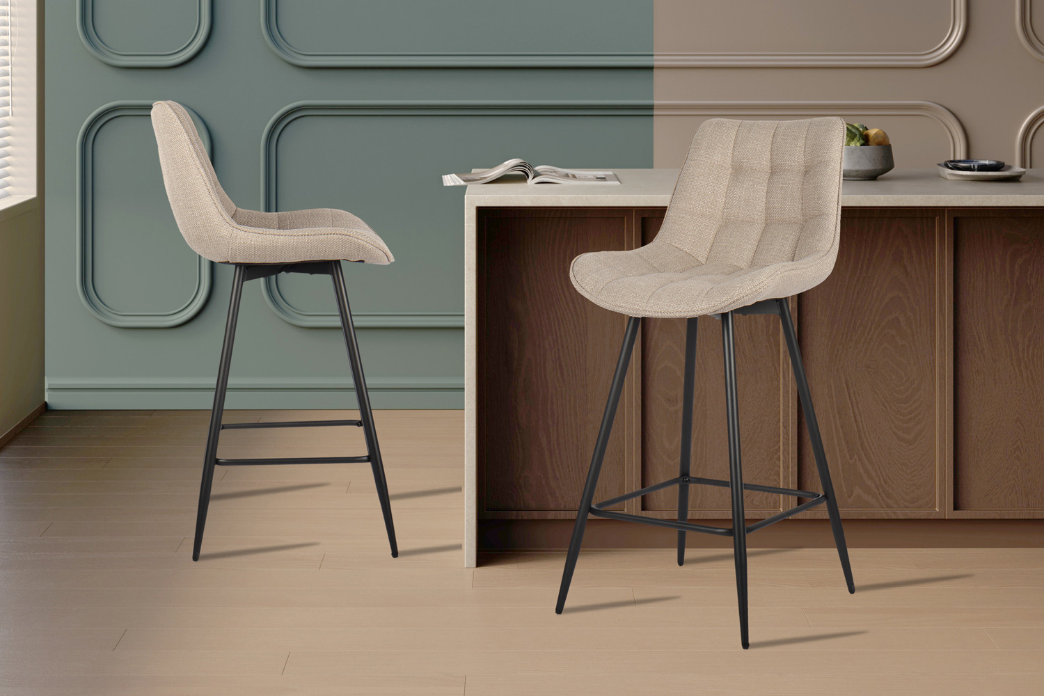 Image 1 for Counterstoel Ariba Stof Ote Montego 178 Beige/Lichtgrijs