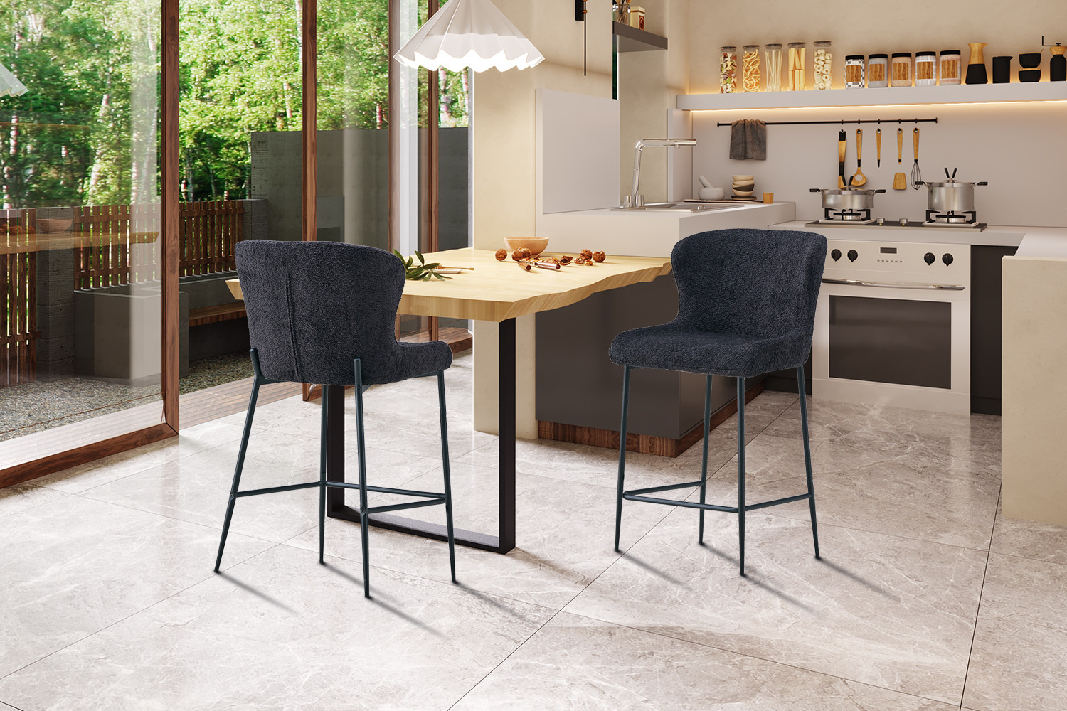 Image 3 for Counterstoel Lisa Bouclé Donkergrijs