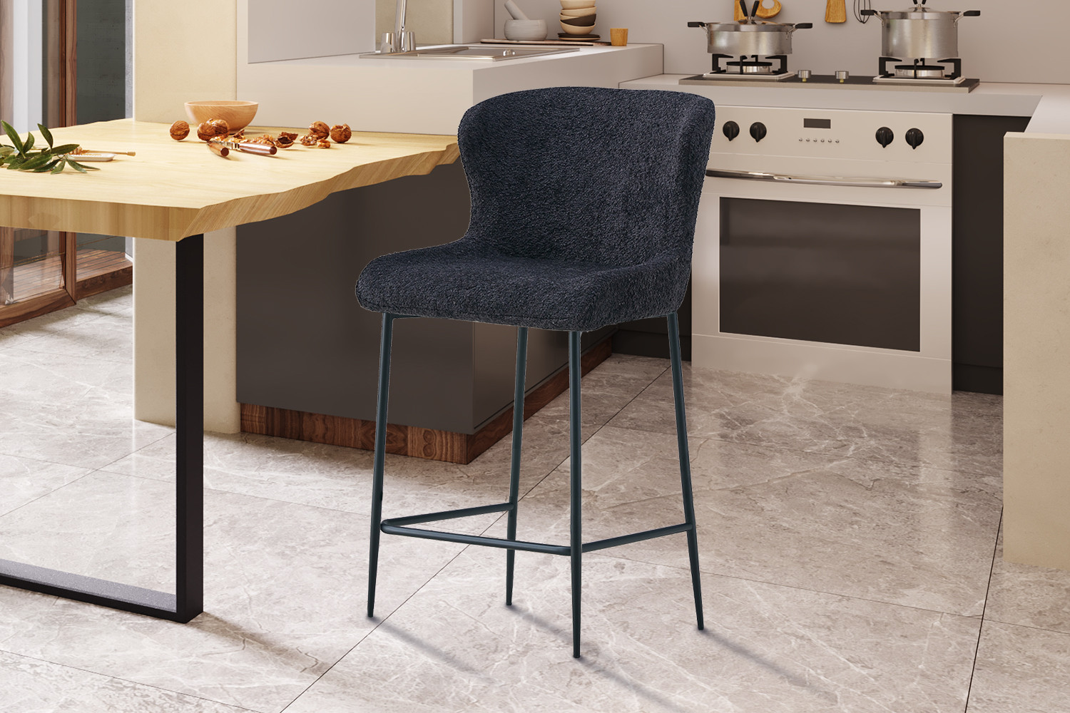 Image 2 for Counterstoel Lisa Bouclé Donkergrijs