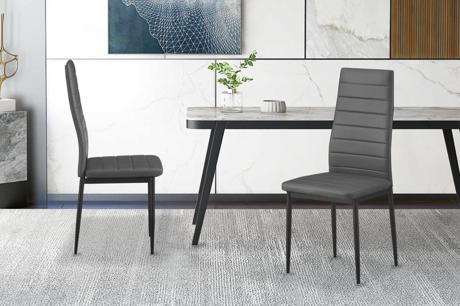 Image 2 for Set van 4 stoelen Cato/Kenzo PU Grijs