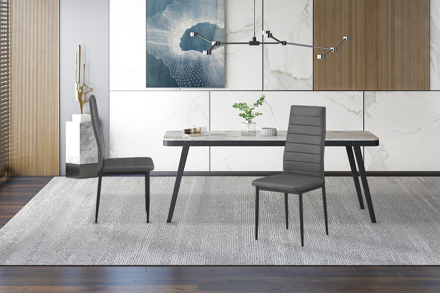 Image 3 for Set van 4 stoelen Cato/Kenzo PU Grijs