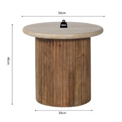 Image 6 for Bijzettafel Louis 50 cm Mango hout met Travertin Beige
