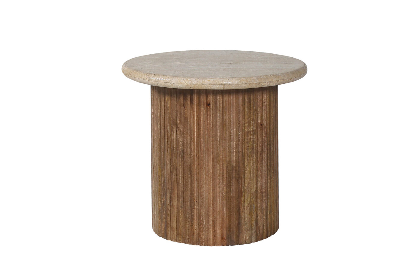 Image 4 for Bijzettafel Louis 50 cm Mango hout met Travertin Beige