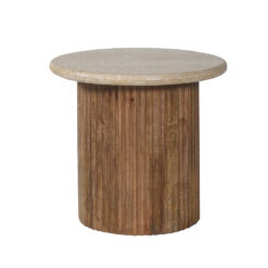 Image 4 for Bijzettafel Louis 50 cm Mango hout met Travertin Beige