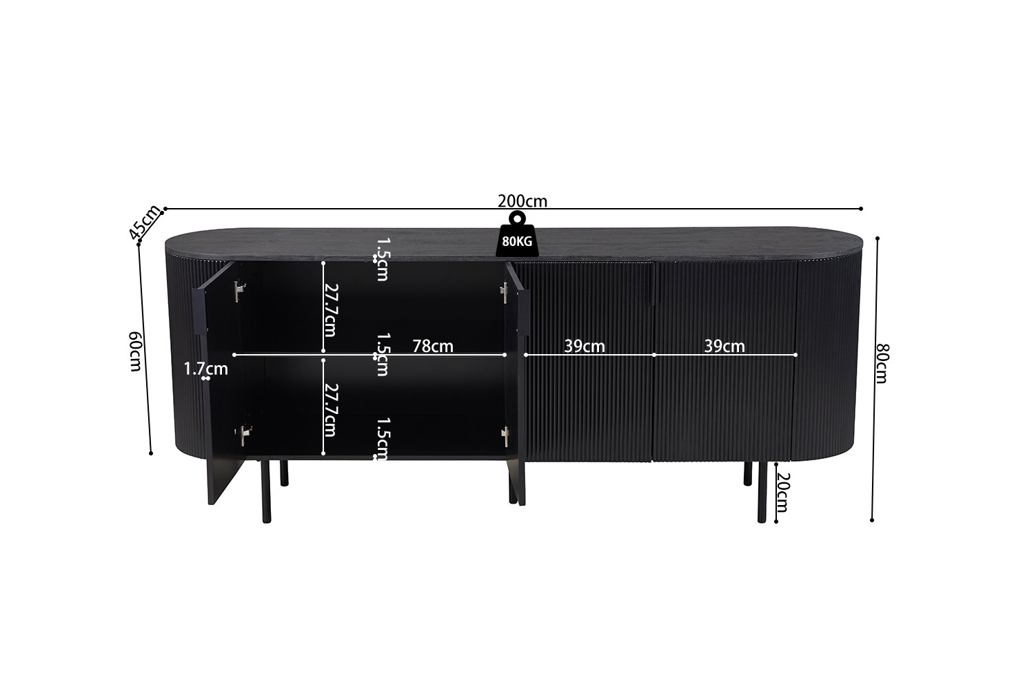 Image 8 for Dressoir Lagos 200 cm Decor Donkerbruin