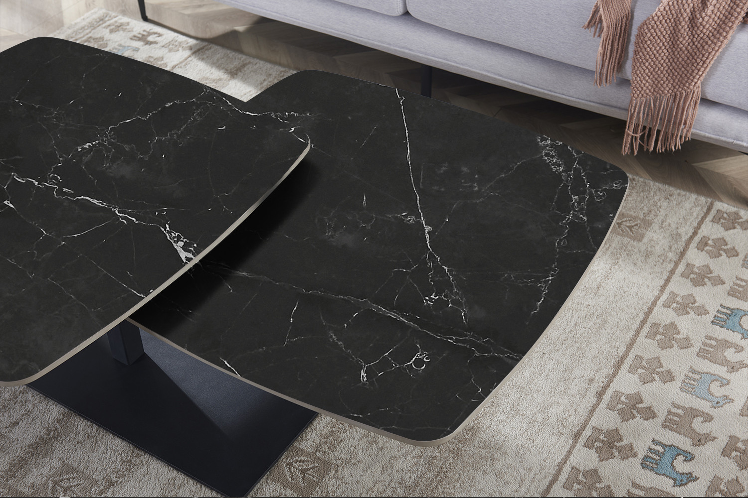 Image 5 for Salontafel Sendai Rond Draaibaar Steen Zwart