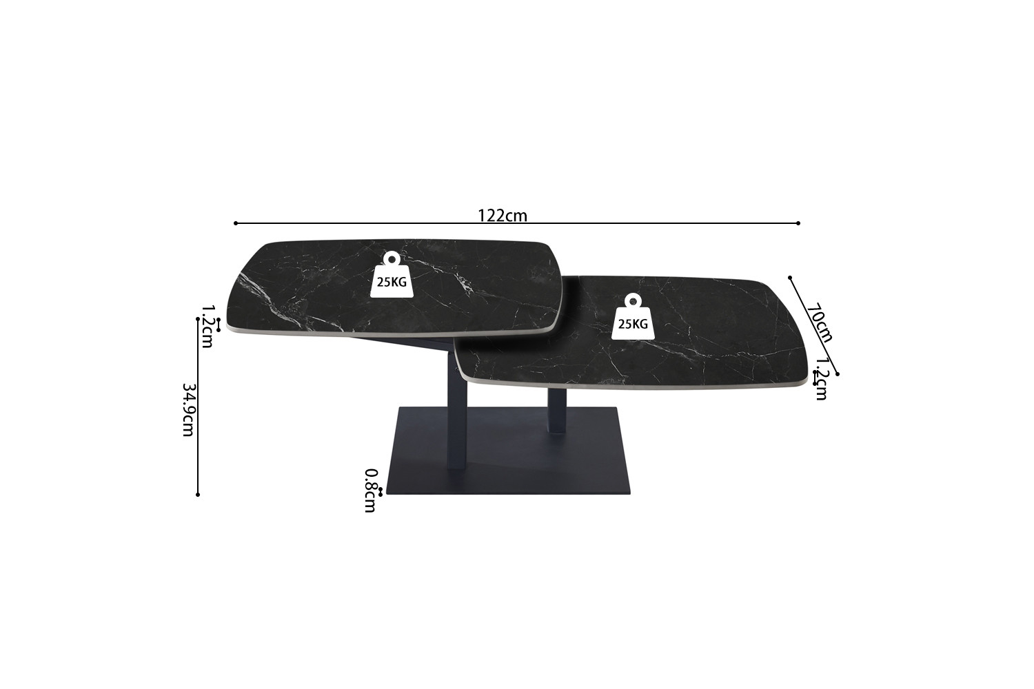 Image 11 for Salontafel Sendai Rond Draaibaar Steen Zwart