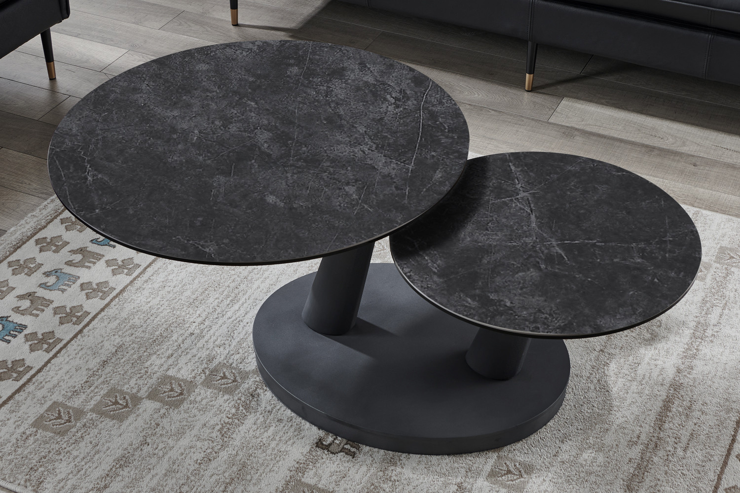 Image 4 for Salontafel Sapporo Rond Draaibaar Steen Donkergrijs