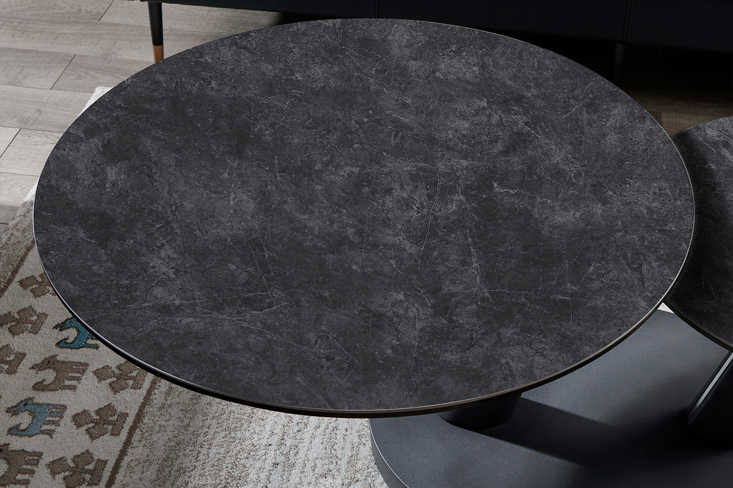 Image 7 for Salontafel Sapporo Rond Draaibaar Steen Donkergrijs