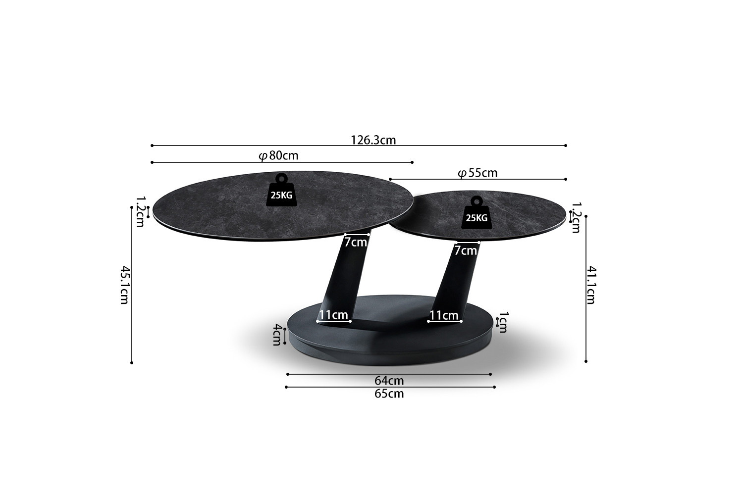 Image 11 for Salontafel Sapporo Rond Draaibaar Steen Donkergrijs