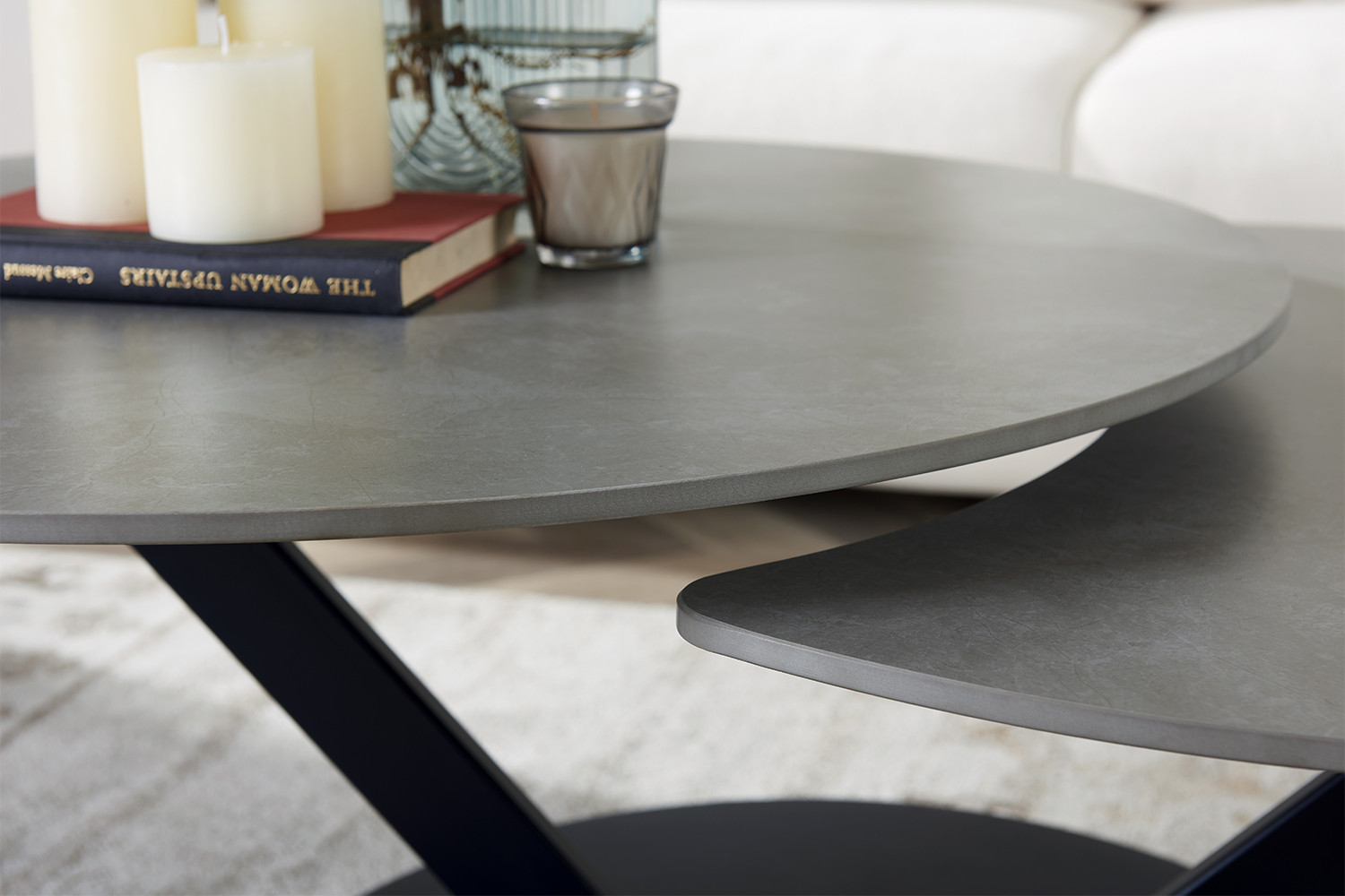 Image 5 for Salontafel Nara Rond Draaibaar Steen Lichtgrijs