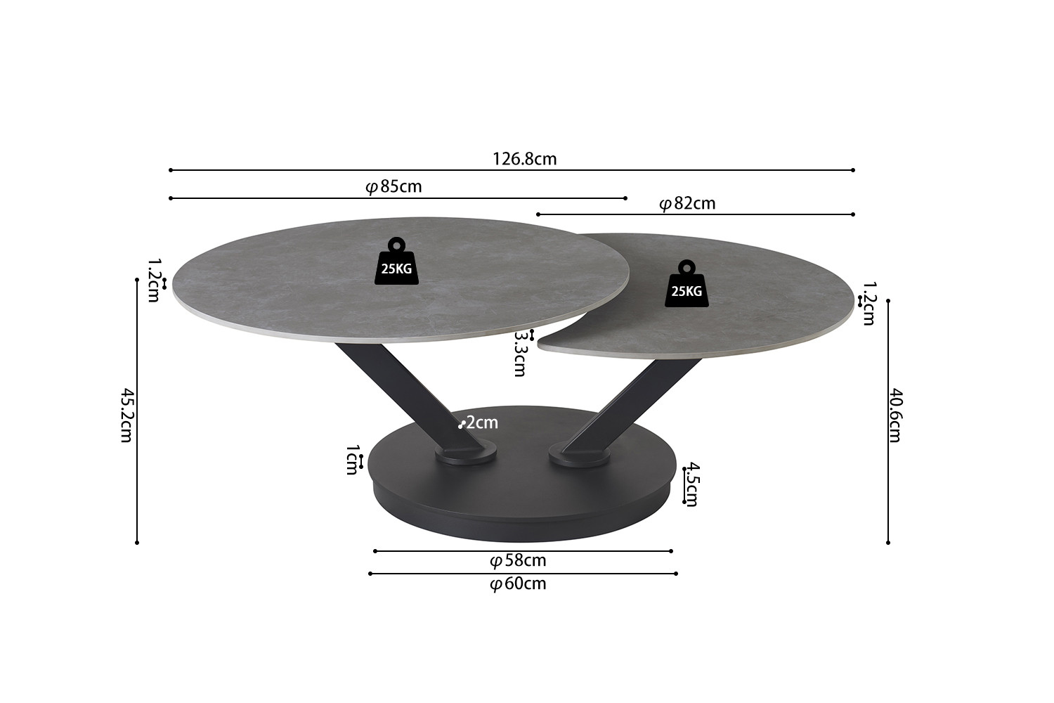 Image 10 for Salontafel Nara Rond Draaibaar Steen Lichtgrijs