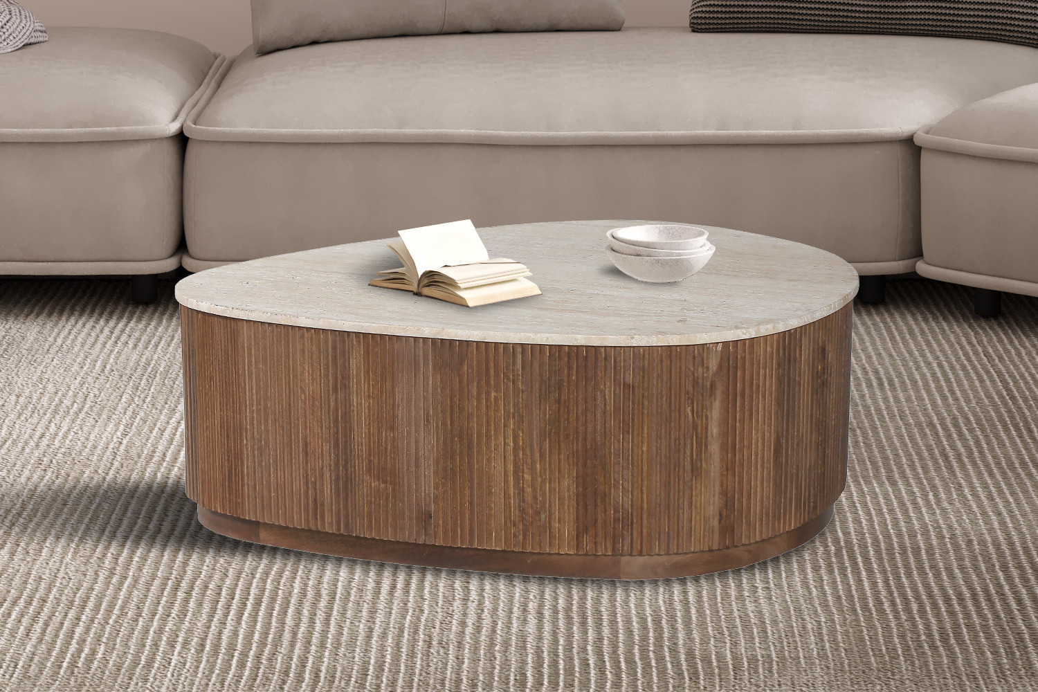 93dfcedc-48f3-431e-af6b-88488a08e626 Image 1 for Salontafel Nolan 100 cm Mango hout met Travertin Beige