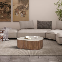 Image 2 for Salontafel Nolan 100 cm Mango hout met Travertin Beige