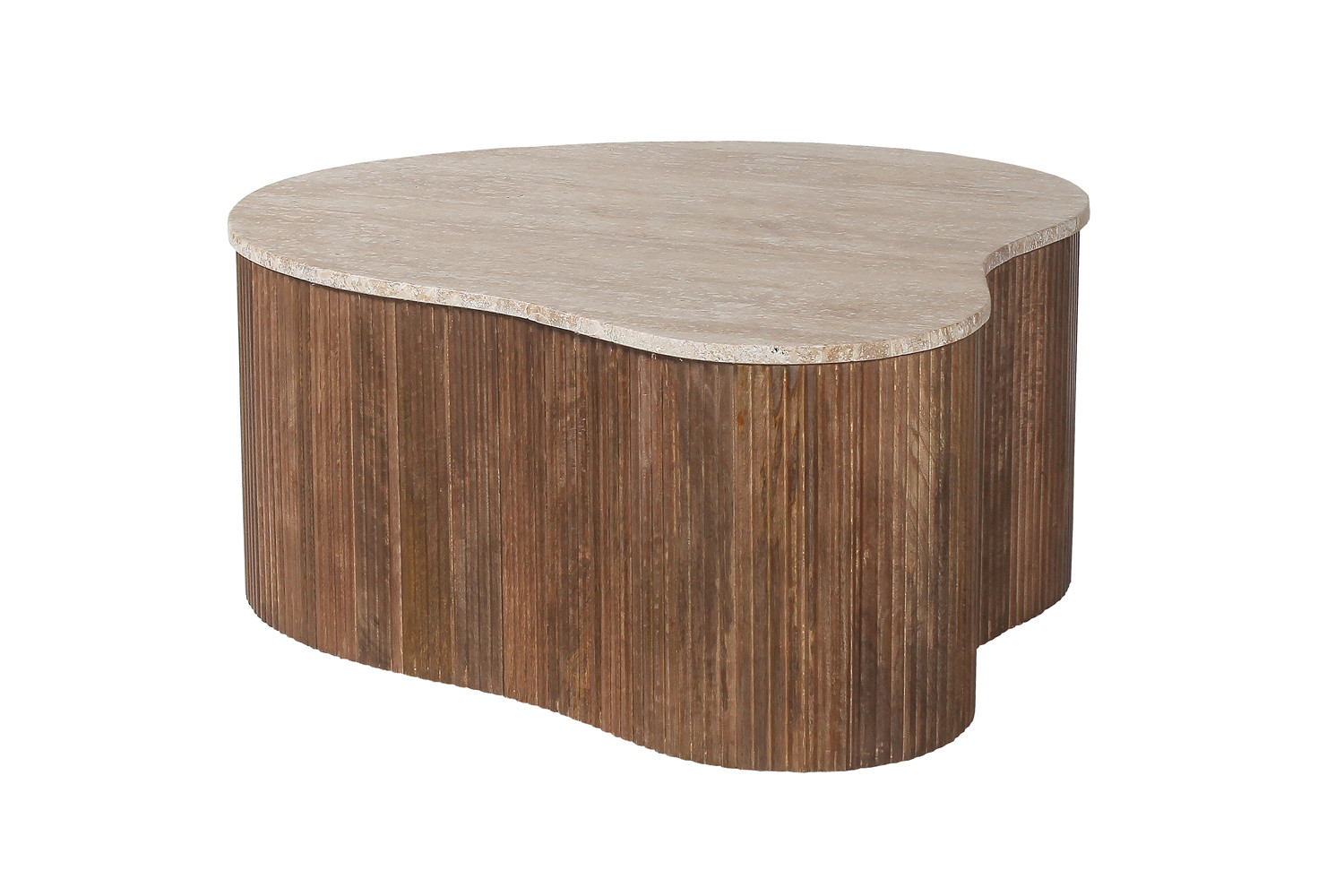 Image 4 for Salontafel Paul 83 cm Mango hout met Travertin Beige