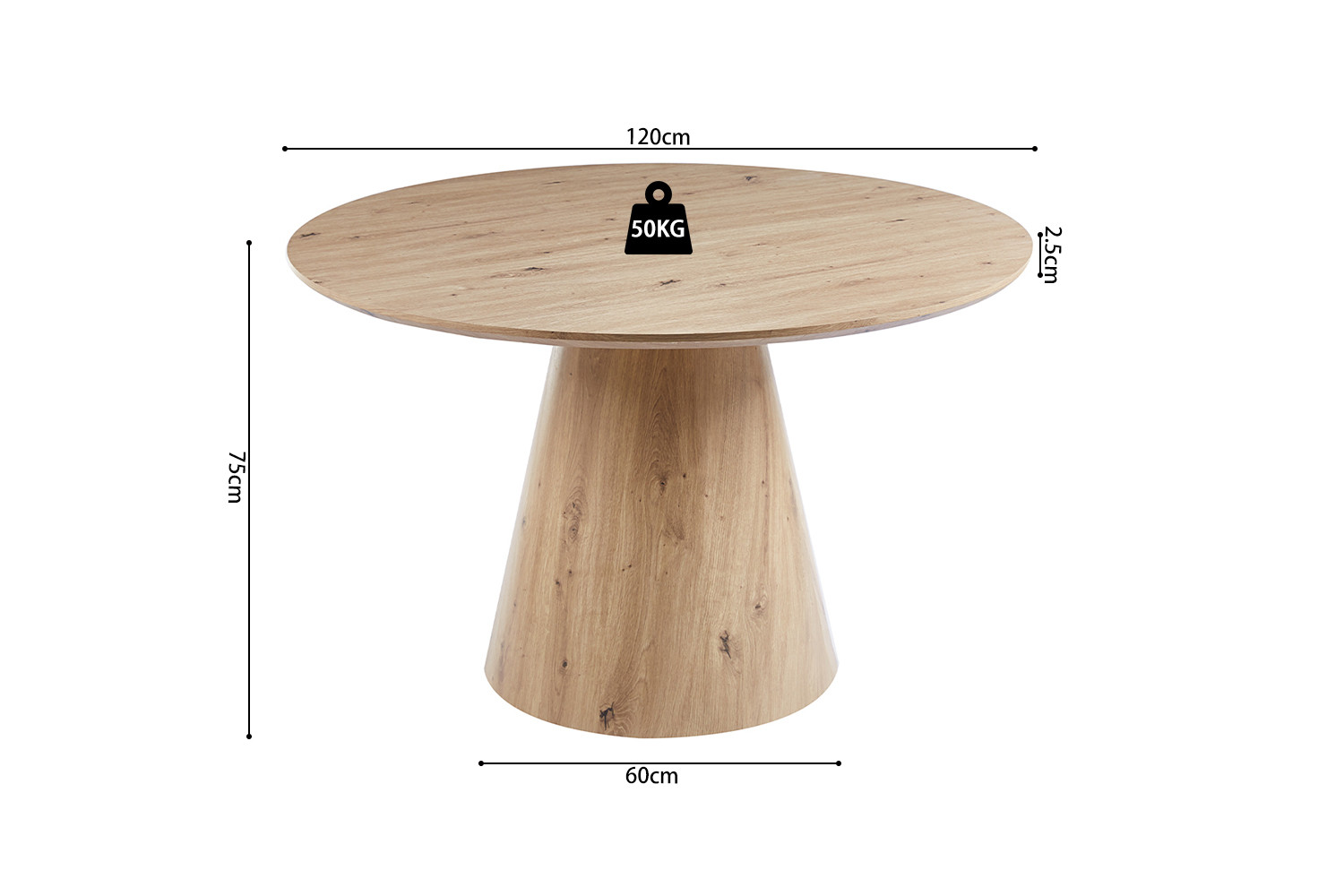 Image 7 for Tafel Tigo 120 cm Rond Decor Oude eik