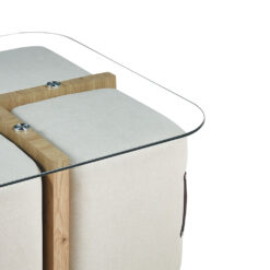 Image 6 for Salontafel Shana met 4 poefs stof Decor Oude eik