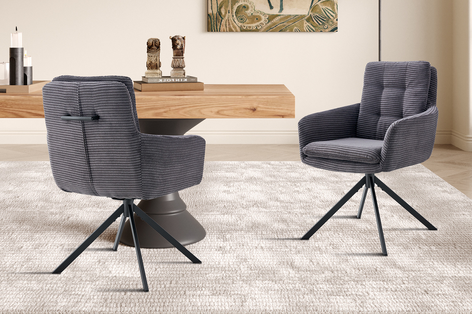 Image 1 for Stoel Luna Draaibaar tot 0 Corduroy Fabb Hyper 16 Grijs