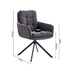 Image 11 for SALE - Stoel Luna Draaibaar tot 0 Corduroy Fabb Hyper 16 Grijs