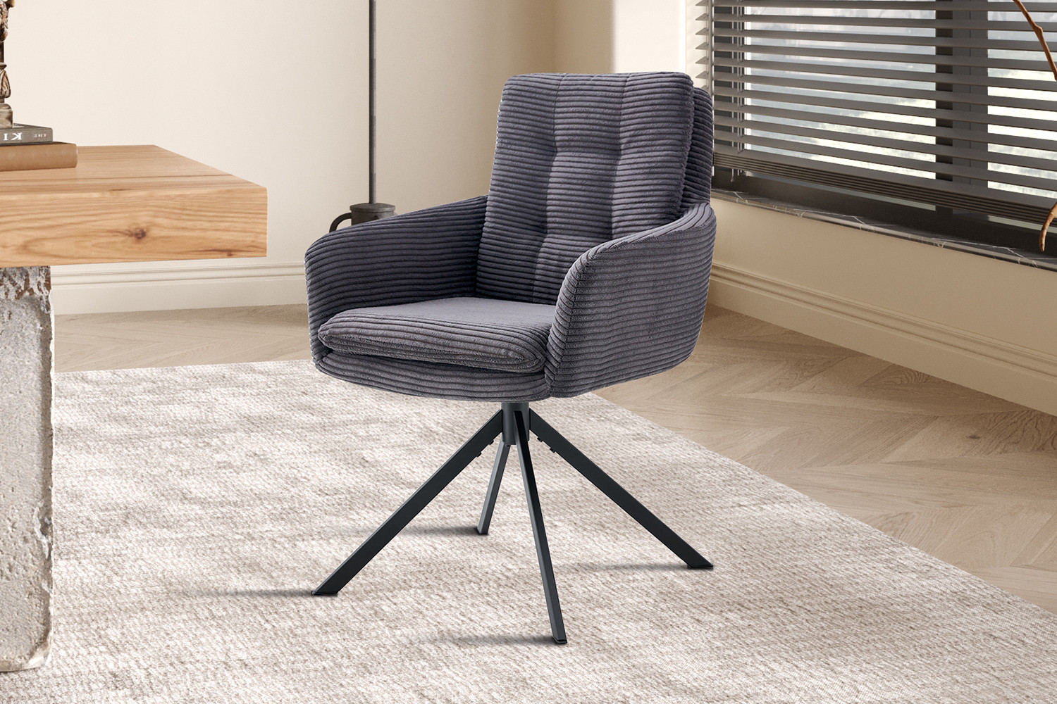 Image 2 for Stoel Luna Draaibaar tot 0 Corduroy Fabb Hyper 16 Grijs