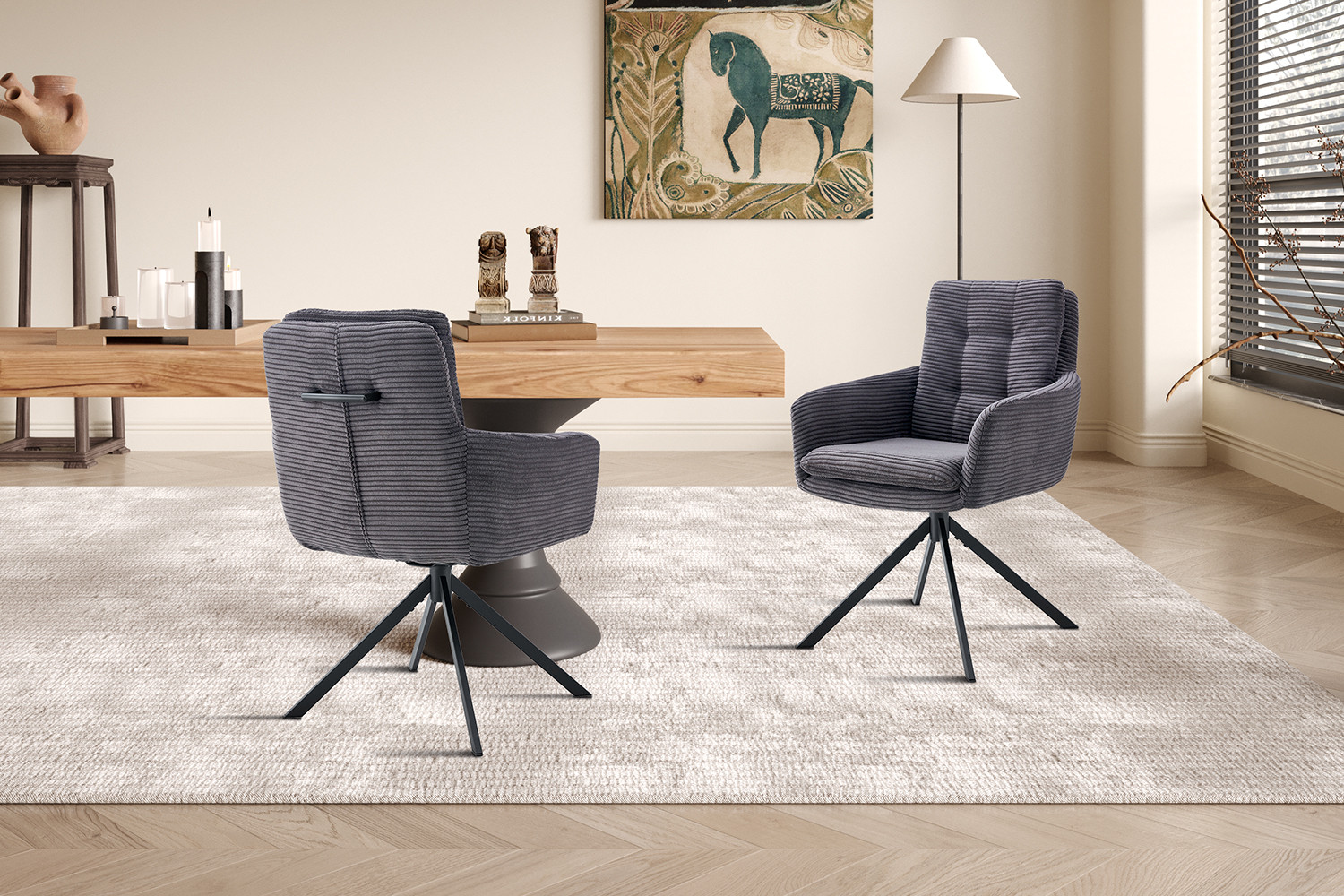 Image 3 for Stoel Luna Draaibaar tot 0 Corduroy Fabb Hyper 16 Grijs