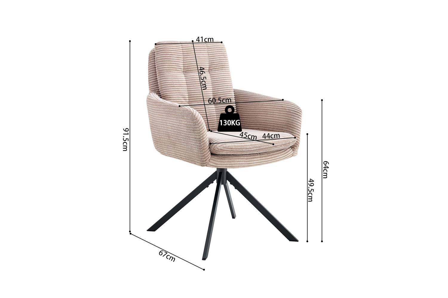 Image 11 for Stoel Luna Draaibaar tot 0 Corduroy Fabb Hyper 38 Zand